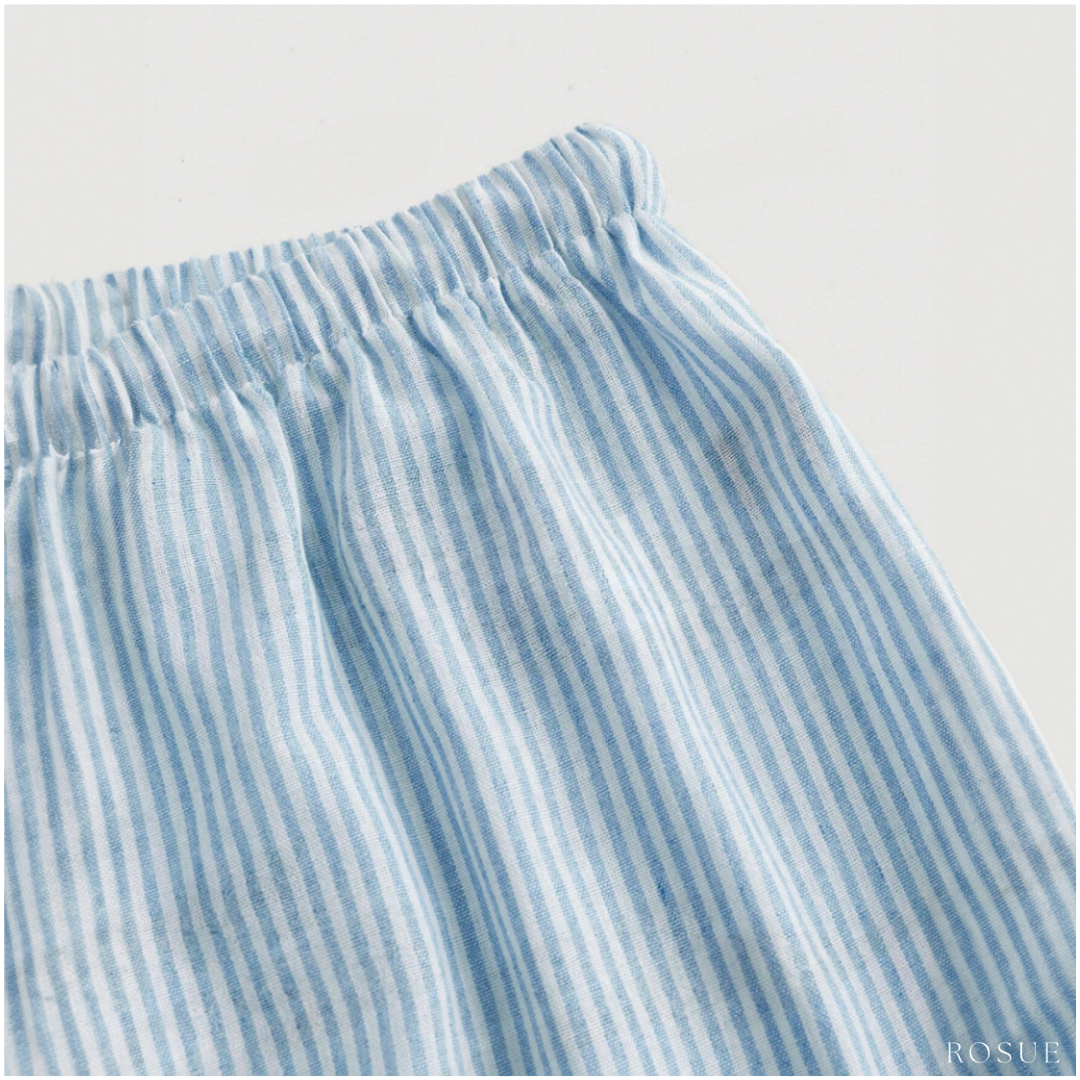 PANTALÓN CASUAL LINO MUJER ROSUE RAYAS HOLGADO - 4