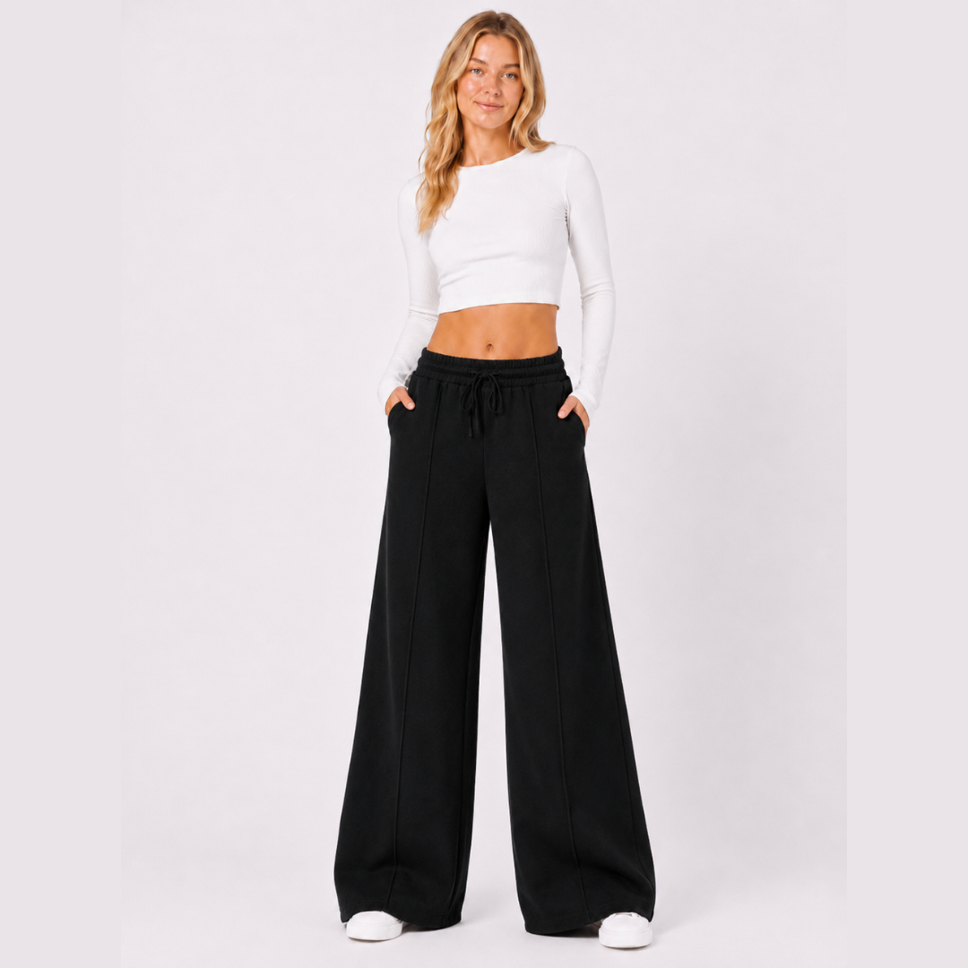 PANTALÓN PALAZZO DE FRANELA AJUSTABLE MUJER - 1