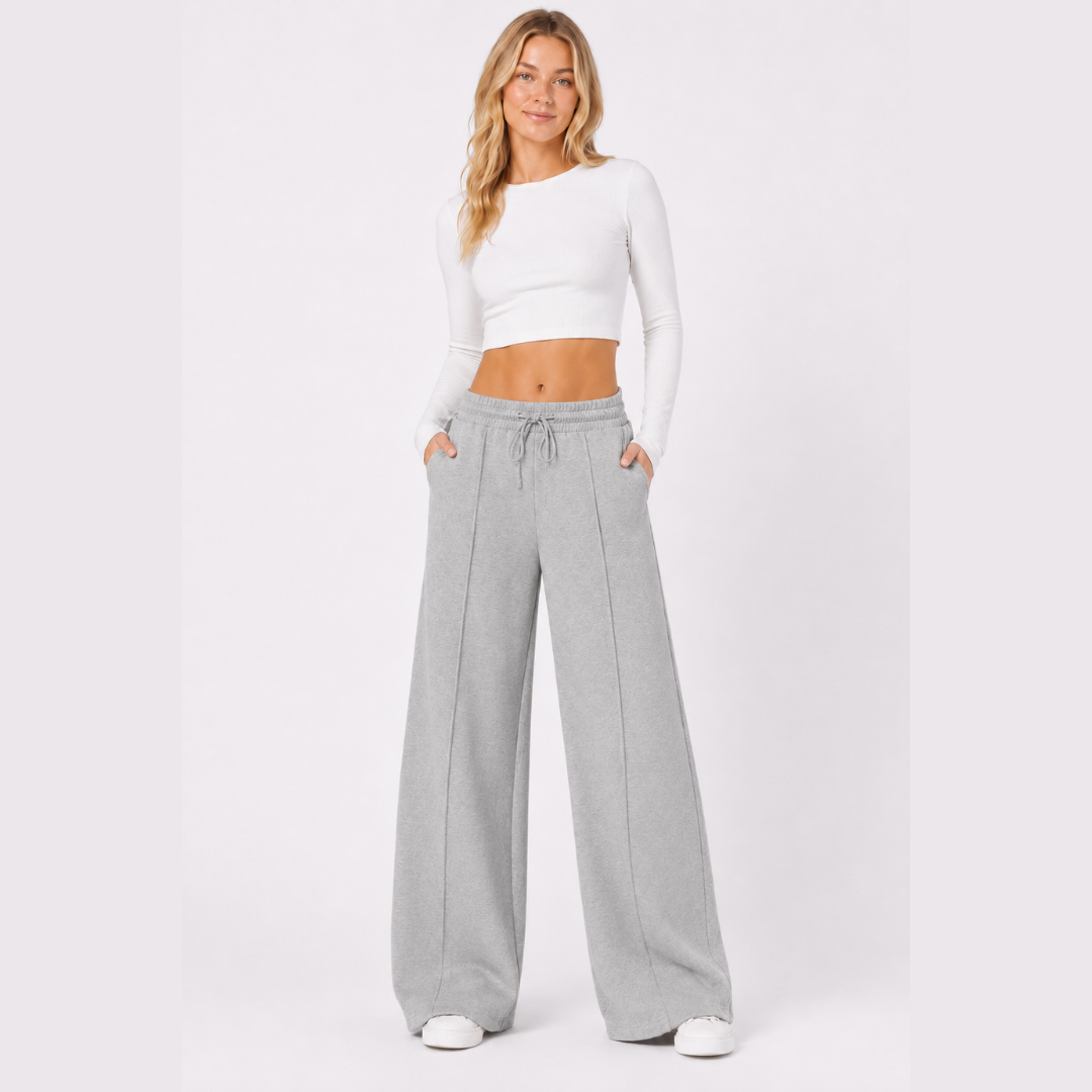 PANTALÓN PALAZZO DE FRANELA AJUSTABLE MUJER - 1