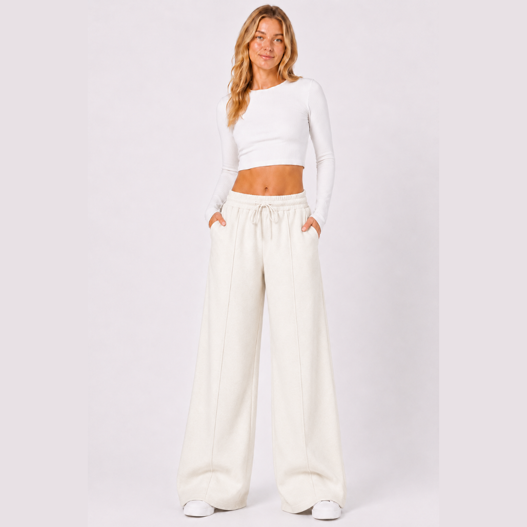 PANTALÓN PALAZZO DE FRANELA AJUSTABLE MUJER - 1