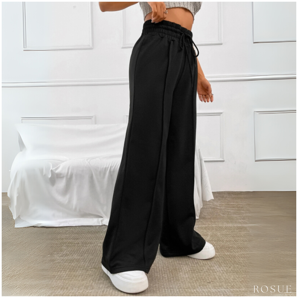 PANTALÓN PALAZZO DE FRANELA AJUSTABLE MUJER - 4