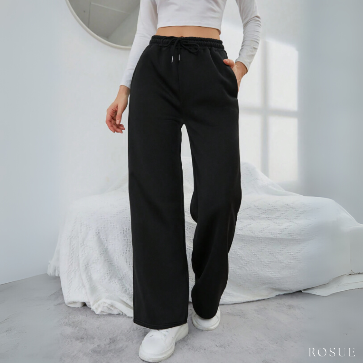 PANTALÓN BUZO DE FRANELA CON BOLSILLOS MUJER - 1