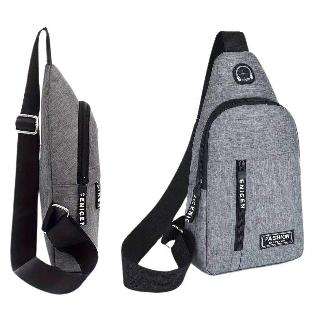 MOCHILA MORRAL BANDOLERA RIÑONERA CRUZADO JUVENIL ANTIRROBO ÚTIL PARA USB - 2