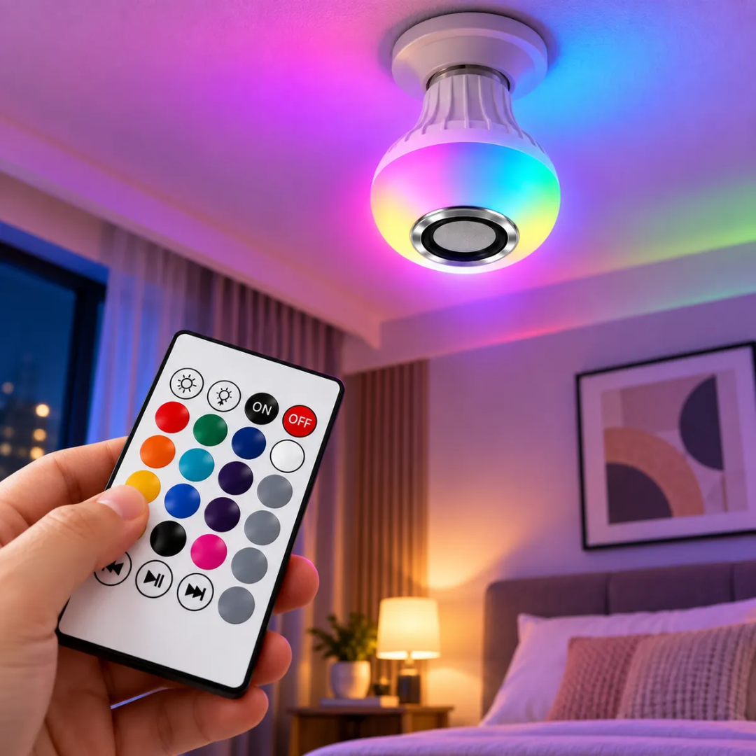 FOCO PARLANTE CON LUZ LED A CONTROL REMOTO Y BLUETOOTH PACK X2 - 4
