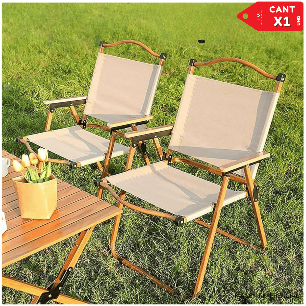 SILLA DE PLAYA CAMPING PLEGABLE ELEGANTE - 3