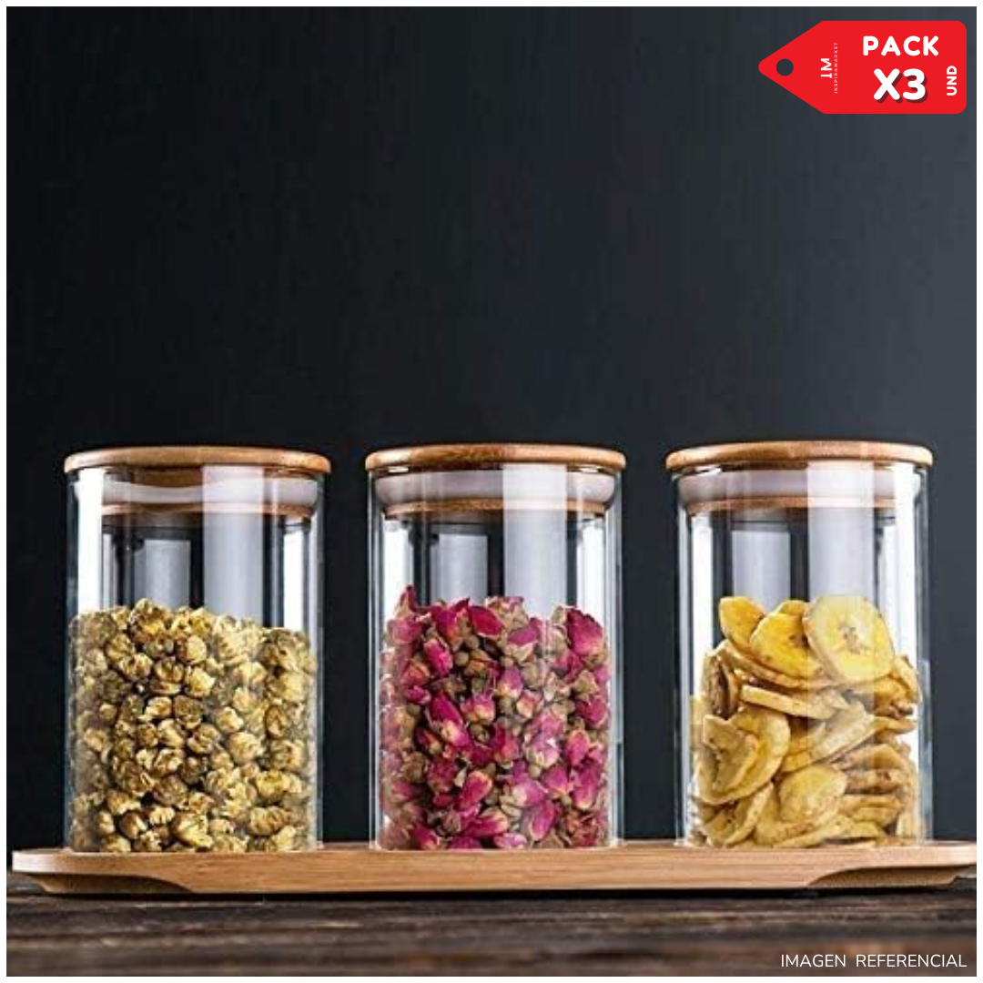 FRASCOS DE ALMACENAMIENTO DE VIDRIO SET X3 - 1