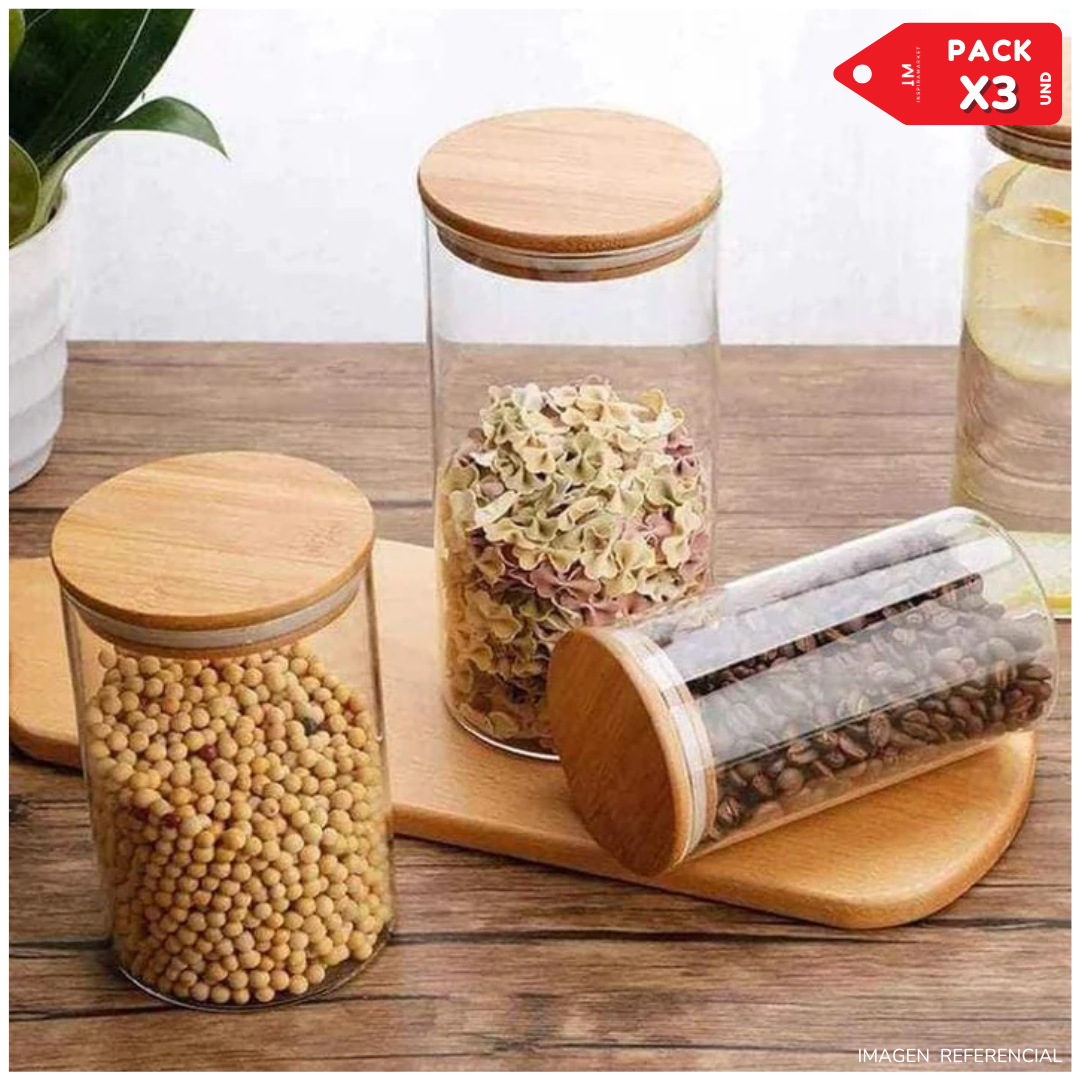 FRASCOS DE ALMACENAMIENTO DE VIDRIO SET X3 - 4