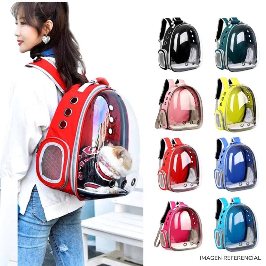 MOCHILA TRANSPORTADORA PARA MASCOTAS GATOS CON CÁPSULA DE BURBUJA TRANSPARENTE - 1