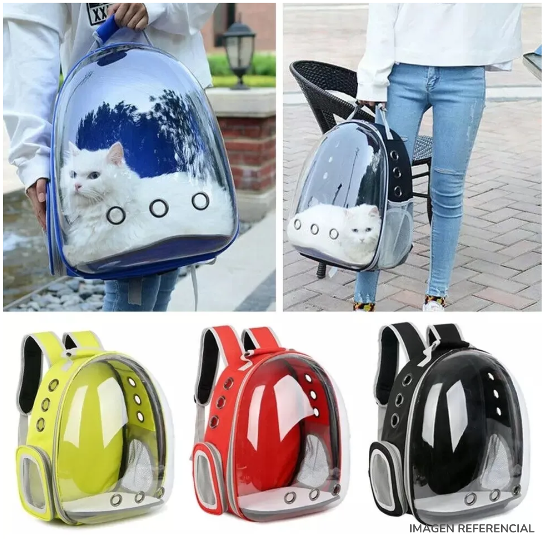 MOCHILA TRANSPORTADORA PARA MASCOTAS GATOS CON CÁPSULA DE BURBUJA TRANSPARENTE - 2