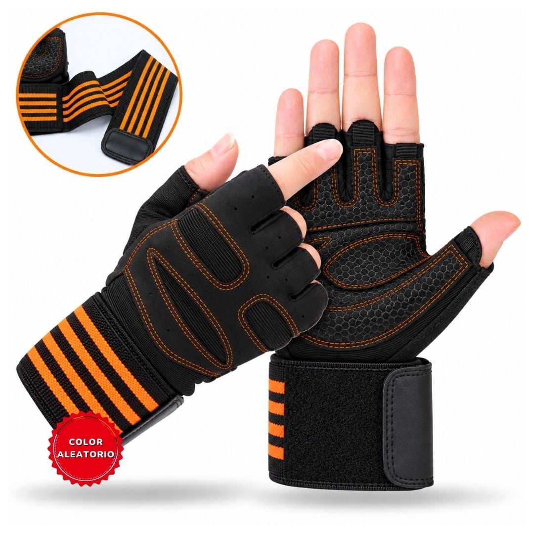 GUANTES DEPORTIVOS MUÑEQUERA FITNESS COLOR ALEATORIO - 1