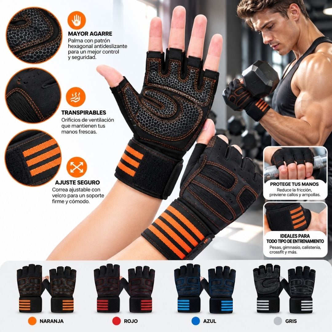 GUANTES DEPORTIVOS MUÑEQUERA FITNESS COLOR ALEATORIO - 2