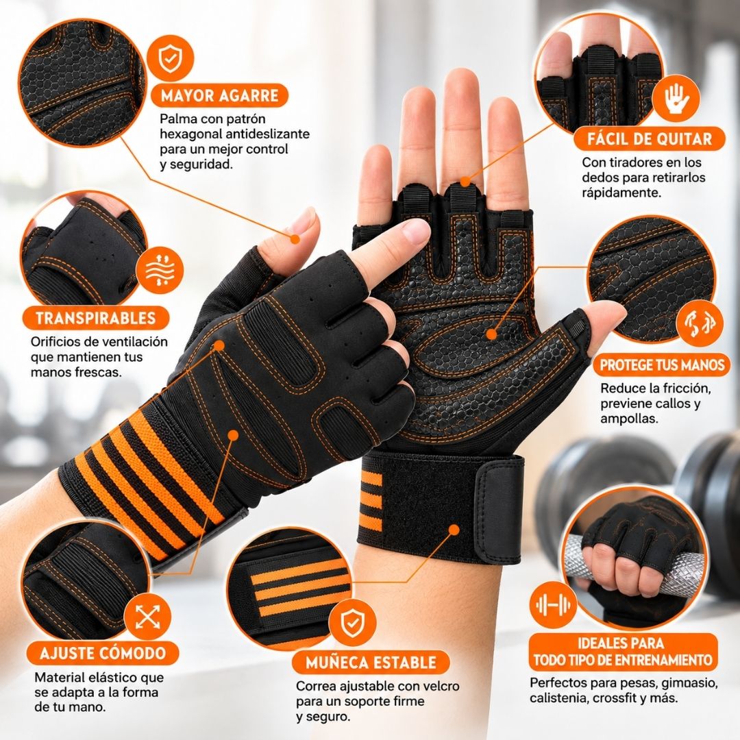 GUANTES DEPORTIVOS MUÑEQUERA FITNESS COLOR ALEATORIO - 3