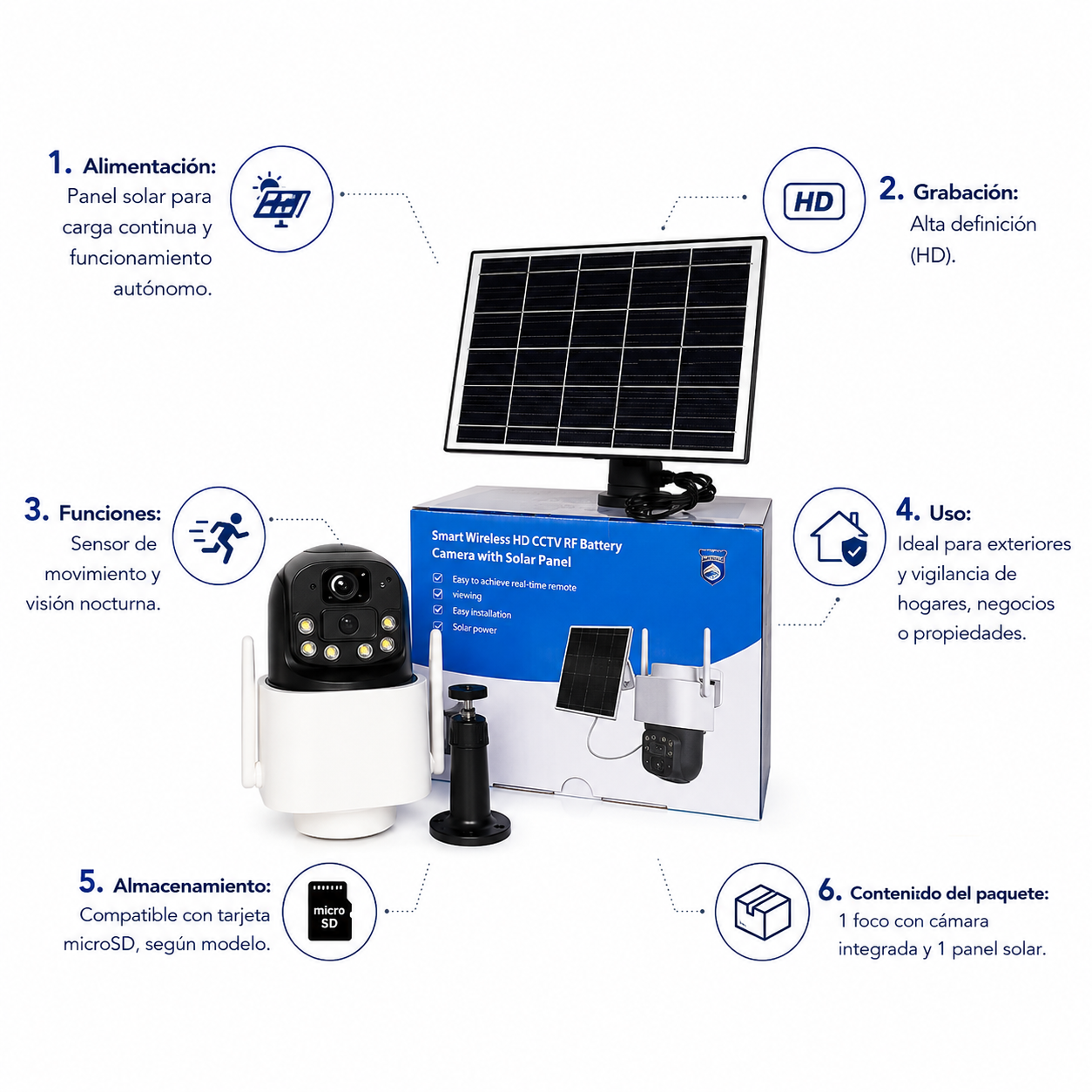 FOCO CAMARA ESPIA DE SEGURIDAD VIDEOVIGILANCIA CON PANEL SOLAR - 4
