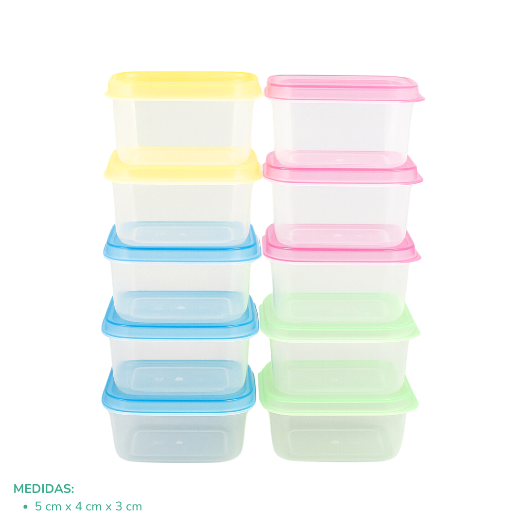 CONTENEDOR FRASCO MINI CON TAPA MULTIUSOS 5 X 4 X 3 CM SET X10 - 2