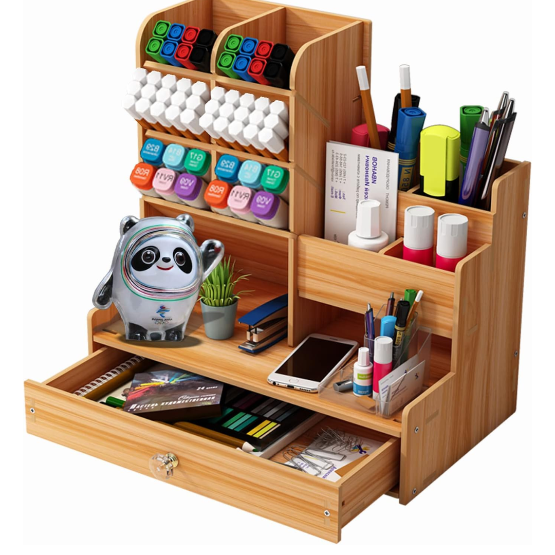 ORGANIZADOR DE ESCRITORIO DE ESTILO MADERA - 1