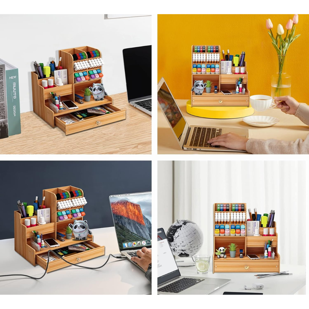 ORGANIZADOR DE ESCRITORIO DE ESTILO MADERA - 3