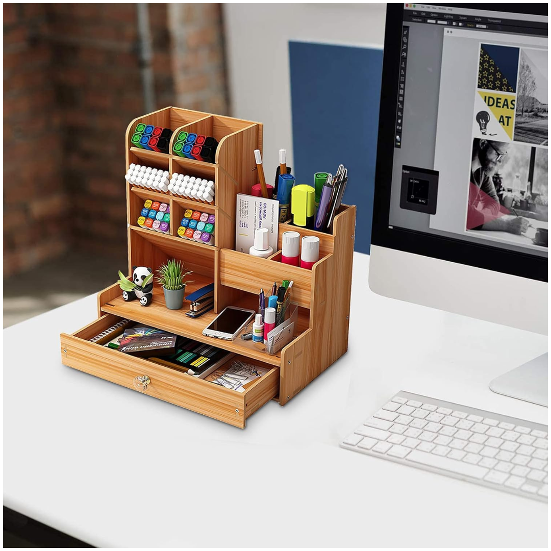 ORGANIZADOR DE ESCRITORIO DE ESTILO MADERA - 4
