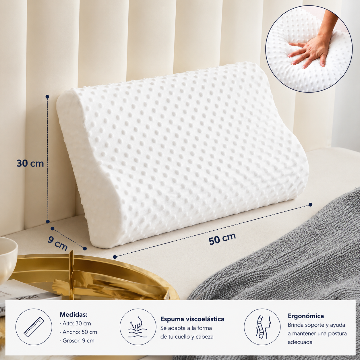 ALMOHADA ORTOPÉDICA CERVICAL ERGONÓMICA BLANCA PACK X2 - 4