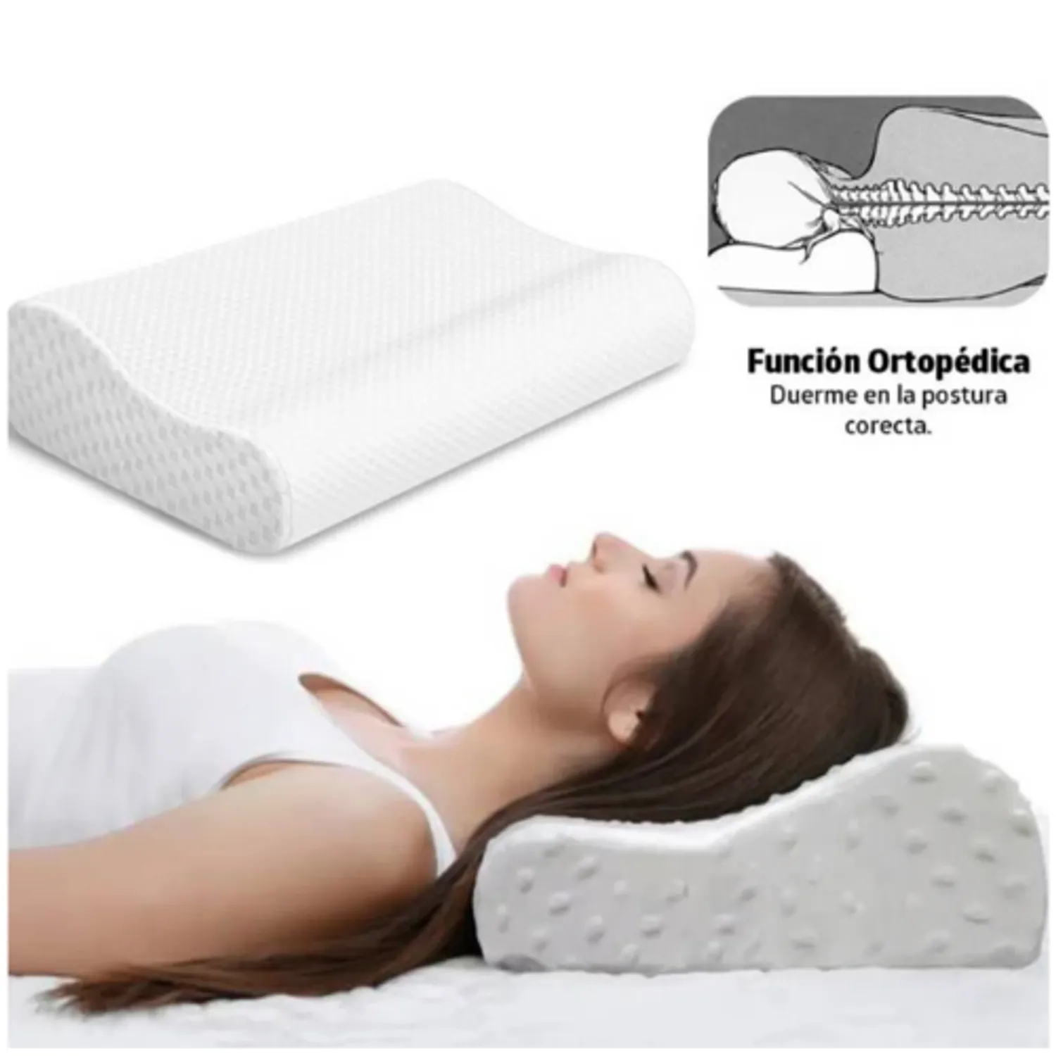ALMOHADA ORTOPÉDICA CERVICAL ERGONÓMICA BLANCA PACK X2 - 4