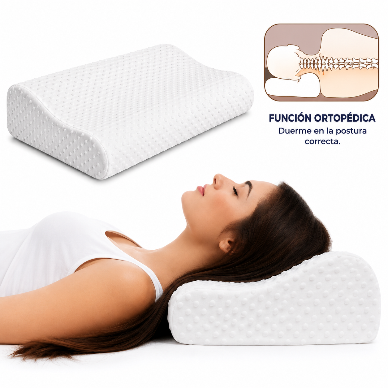 ALMOHADA ORTOPÉDICA CERVICAL ERGONÓMICA BLANCA PACK X2 - 5