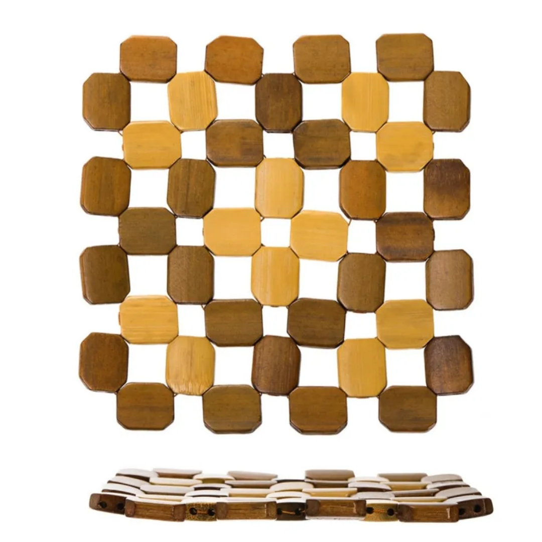 SOPORTE DE BAMBÚ RESISTENTE PARA VAJILLA OLLA SARTEN PACK X3 - 5