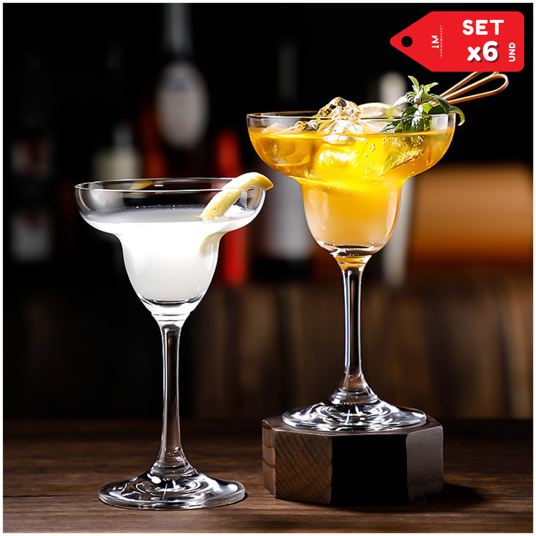 SET X6 COPAS DE COCTEL MARGARITA DAIQUIRI DE VIDRIO - 1