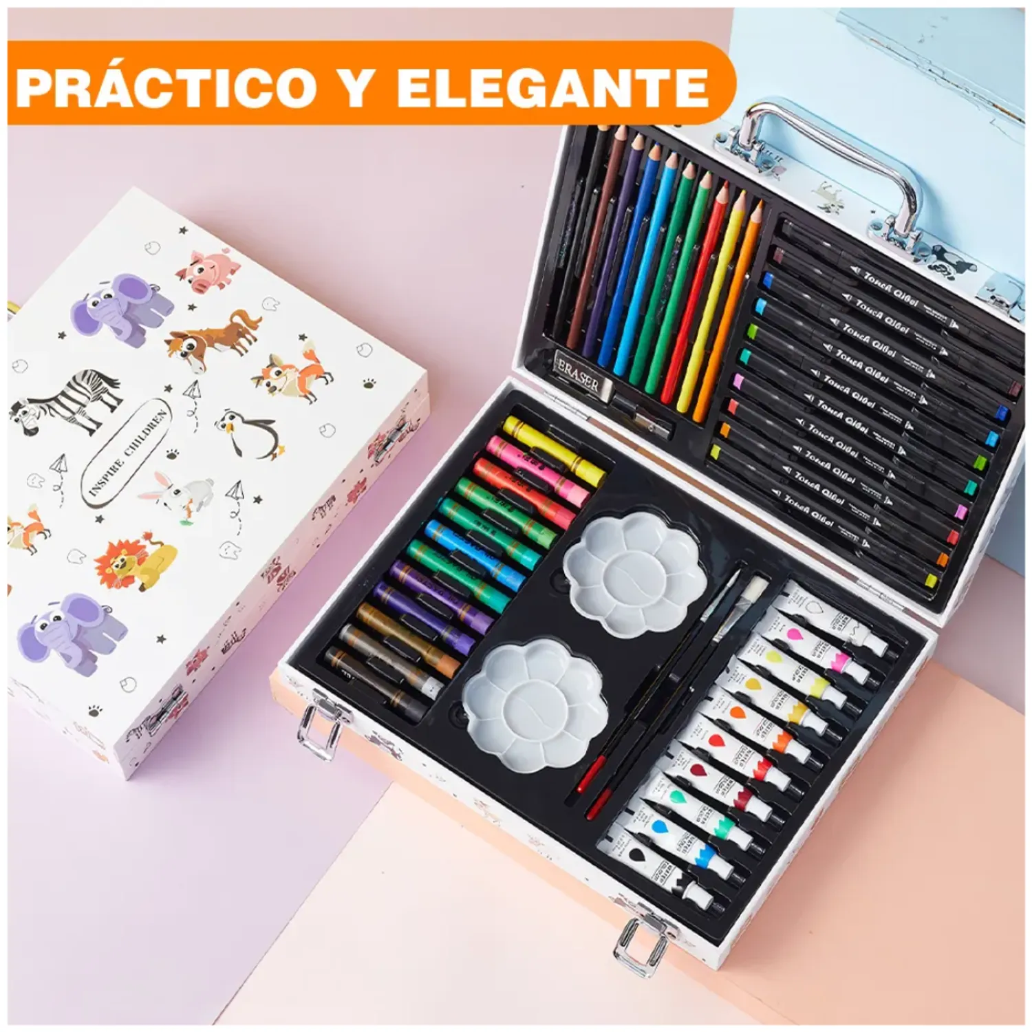 SET DE ARTE SET LÁPICES DE COLORES ACUARELAS 68 PZS - 3
