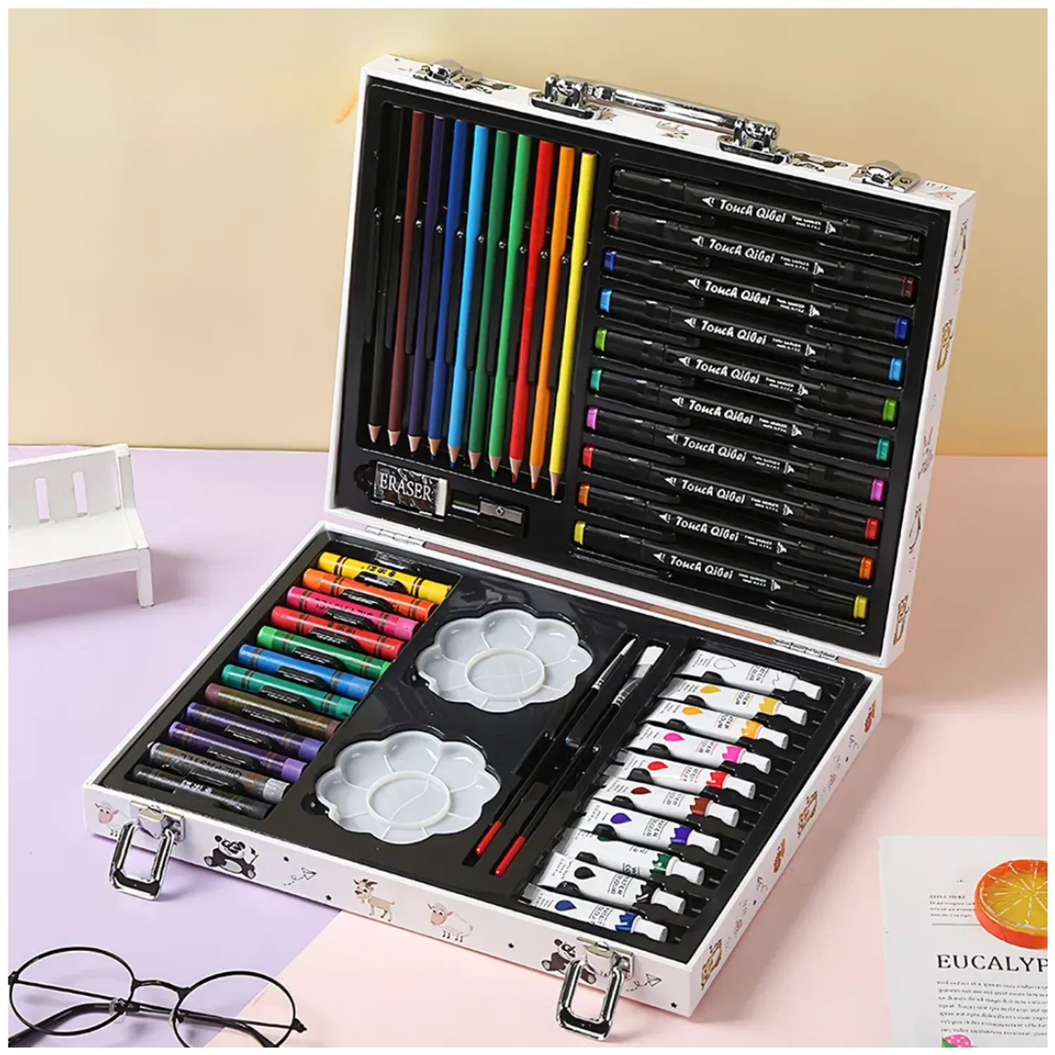 SET DE ARTE SET LÁPICES DE COLORES ACUARELAS 68 PZS - 4