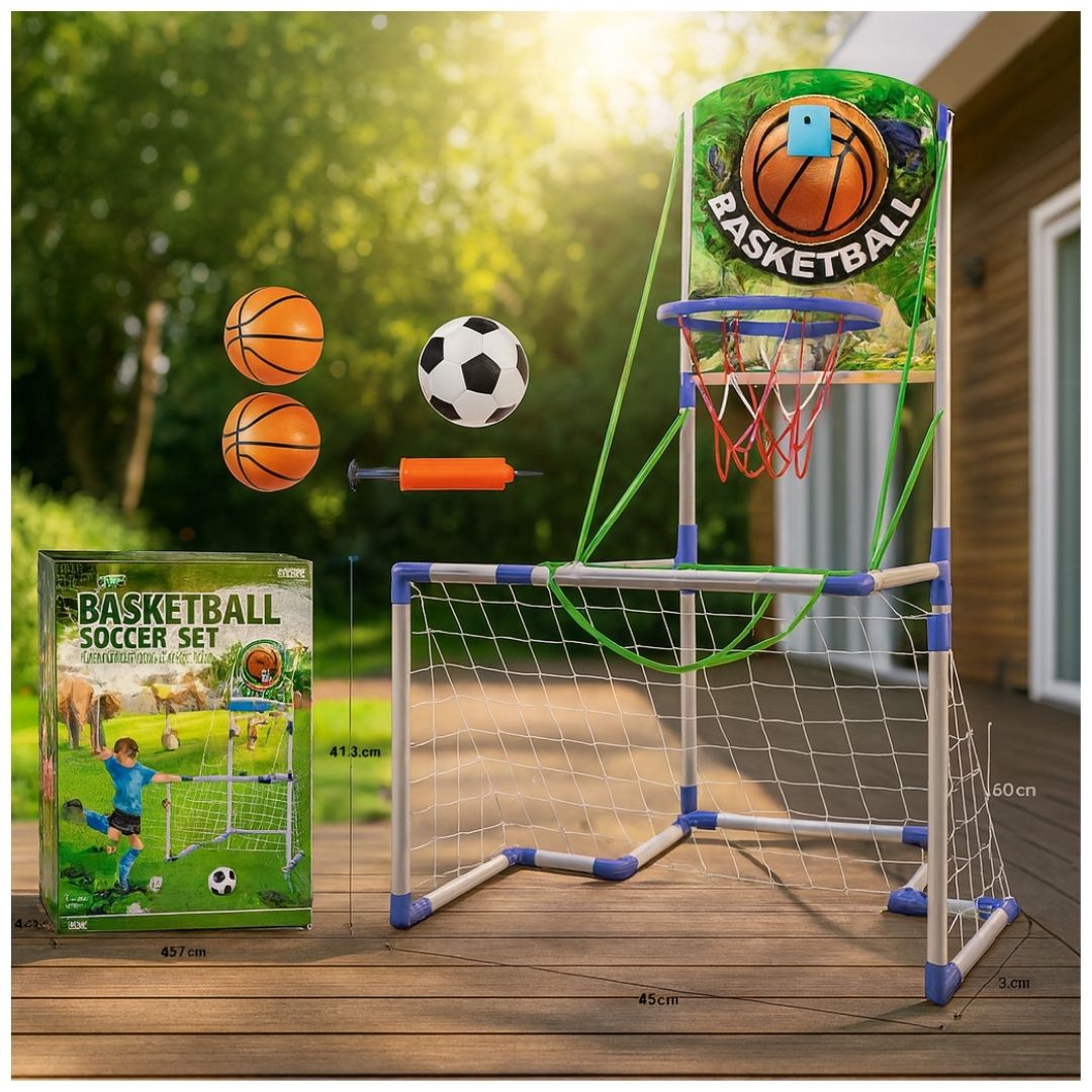 JUEGO DE BALONCESTO BASKET Y FUTBOL 2 EN 1 - 2
