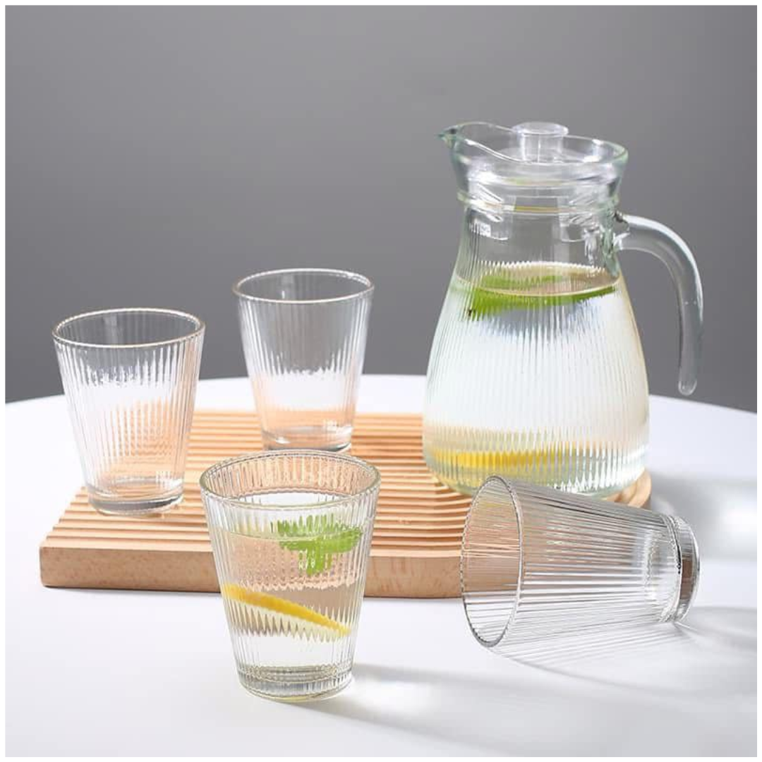 JUEGO DE JARRA DE VIDRIO CON VASOS 1200 ML - 1