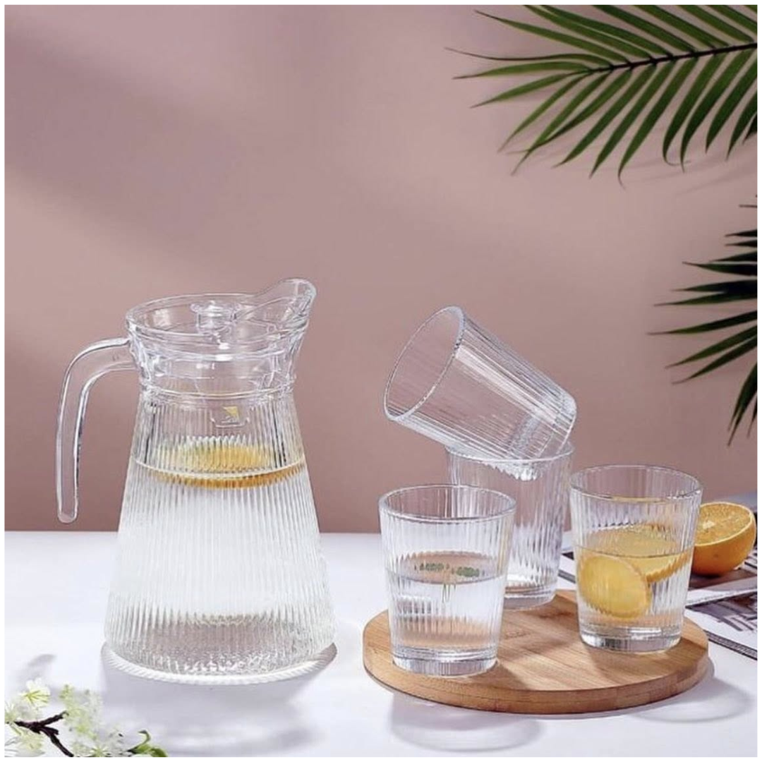 JUEGO DE JARRA DE VIDRIO CON VASOS 1200 ML - 2