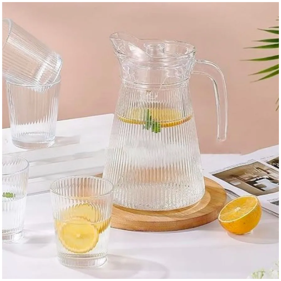 JUEGO DE JARRA DE VIDRIO CON VASOS 1200 ML - 4