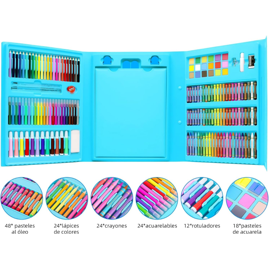 SET DE ARTE PLUMONES LÁPICES CRAYOLAS ACUARELAS DE COLORES 208 PIEZAS - 2