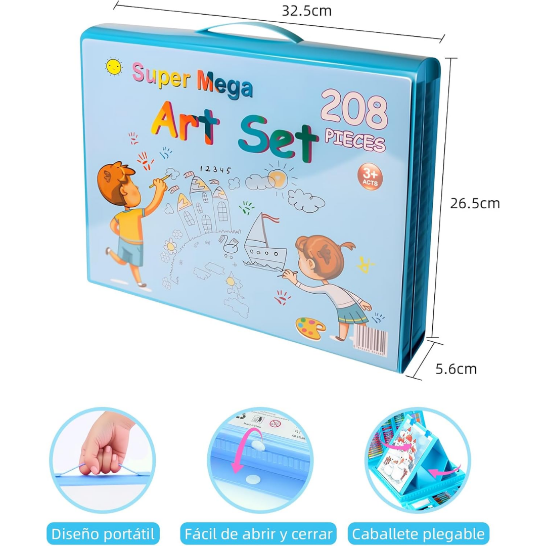 SET DE ARTE PLUMONES LÁPICES CRAYOLAS ACUARELAS DE COLORES 208 PIEZAS - 3
