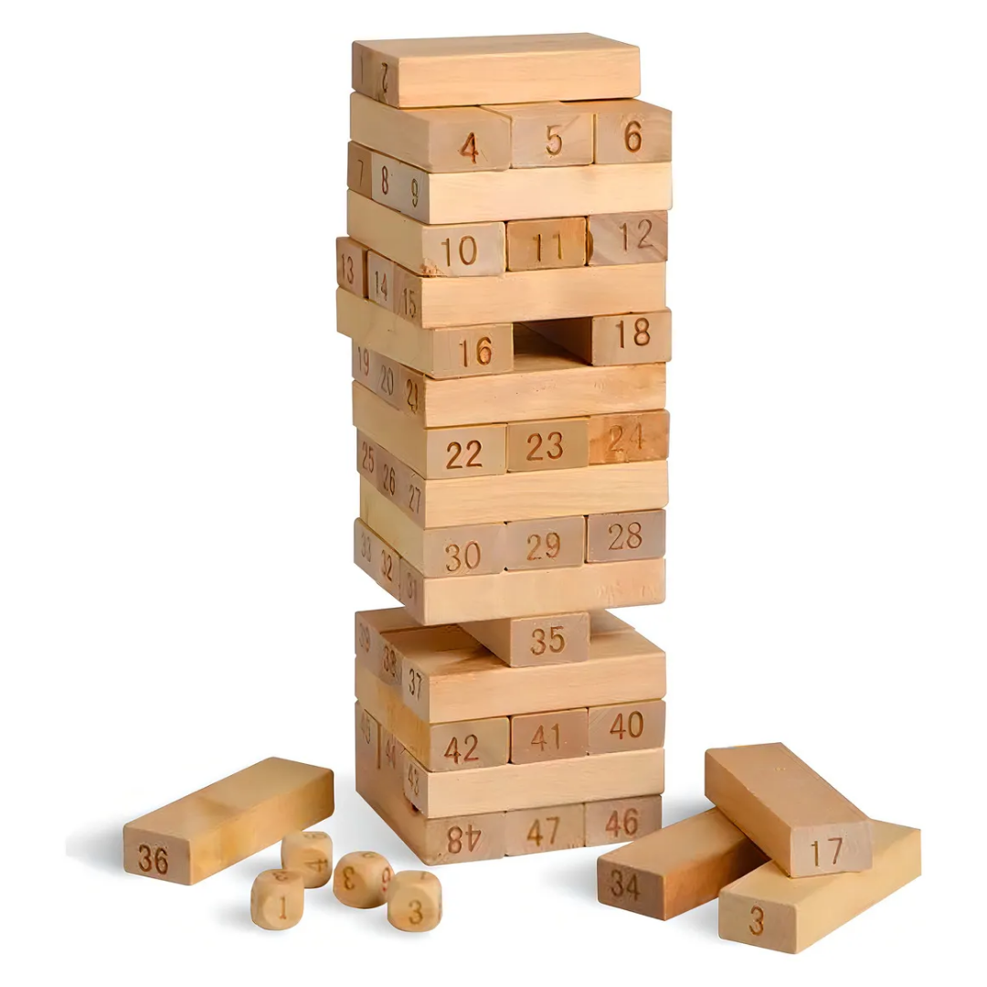 JENGA TORRE CON DADO MADERA DIDÁCTICO - 1