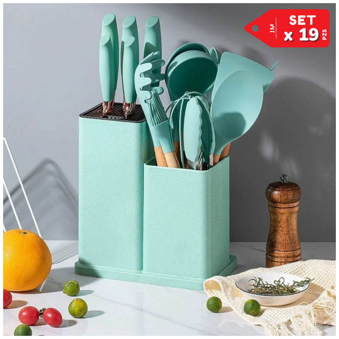 SET DE UTENSILIOS DE COCINA CON BASE ORGANIZADORA X 19PZS - 1
