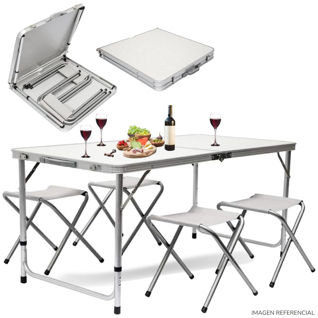 MESA PLEGABLE PARA PICNIC CAMPING PORTÁTIL CON 4 SILLAS - 1