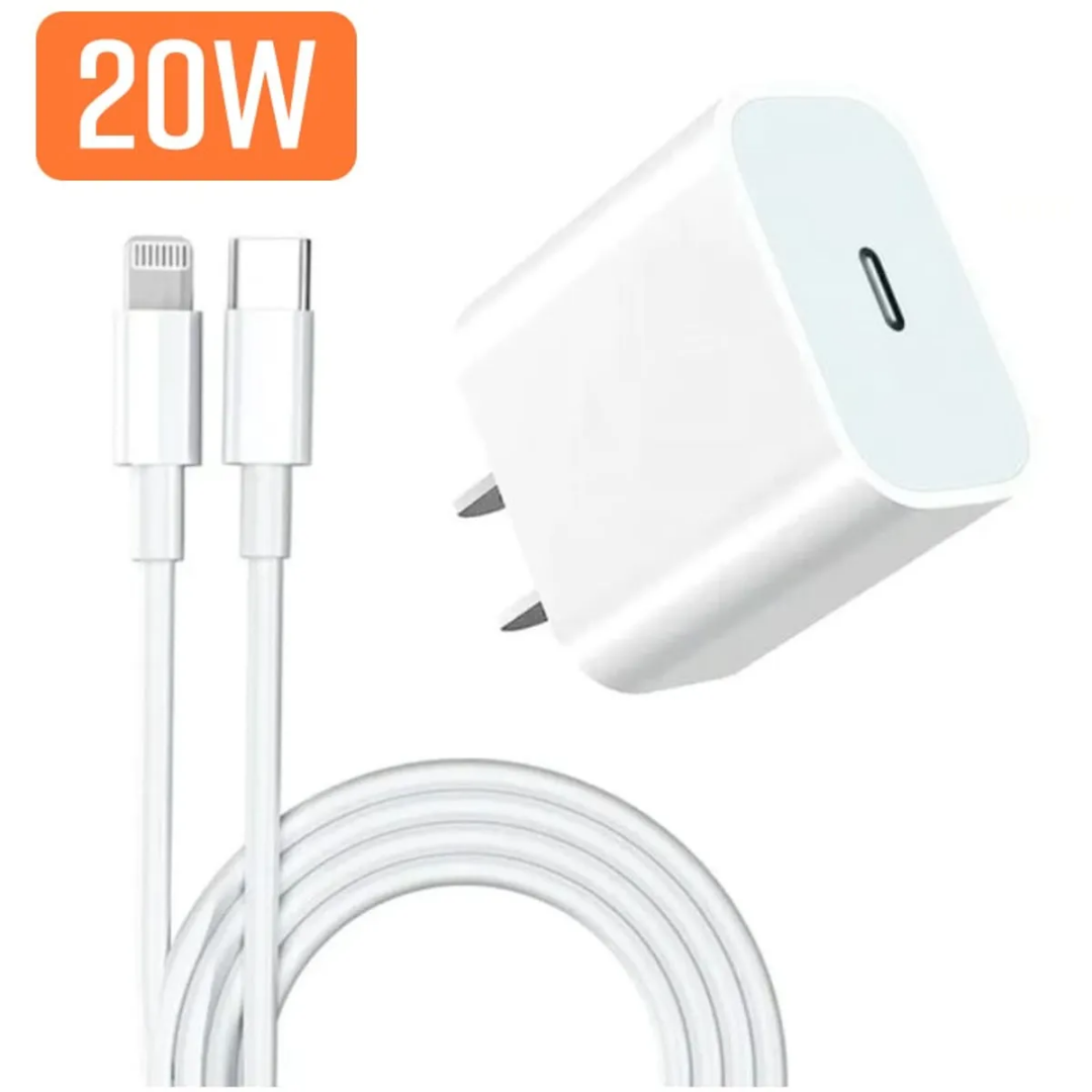 CARGADOR DE CELULAR CON CABLE USB - C LIGHTNING 20W - 2