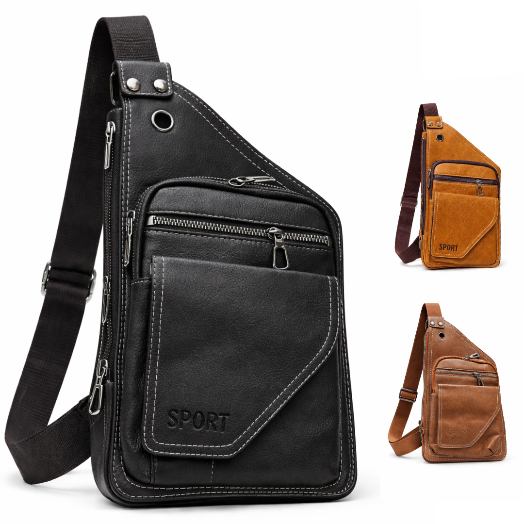 MOCHILA MORRAL BANDOLERA RIÑONERA DE CUERO PU ACCESORIO PARA HOMBRE - 1