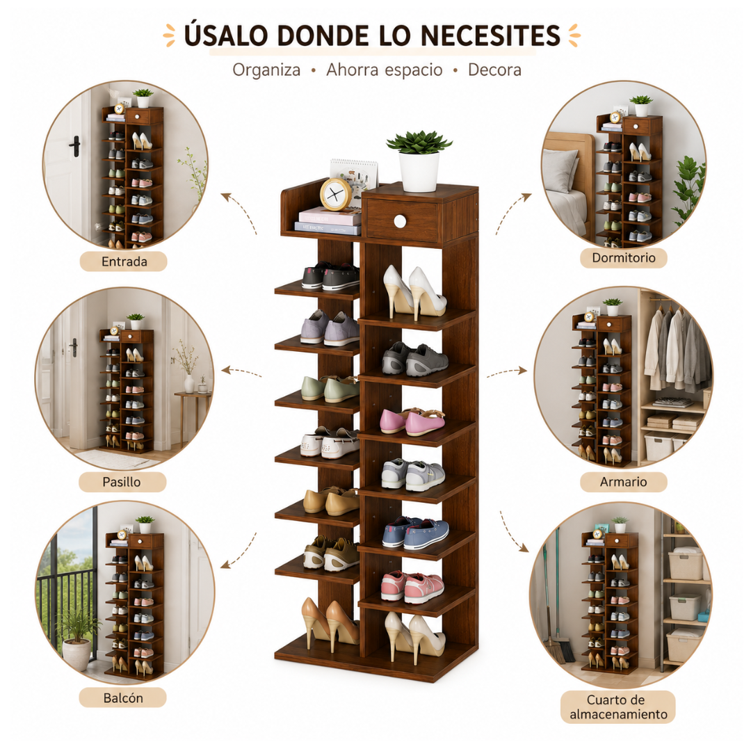 ESTANTE ZAPATERA ORGANIZADORA VERTICAL CON CAJÓN - 3