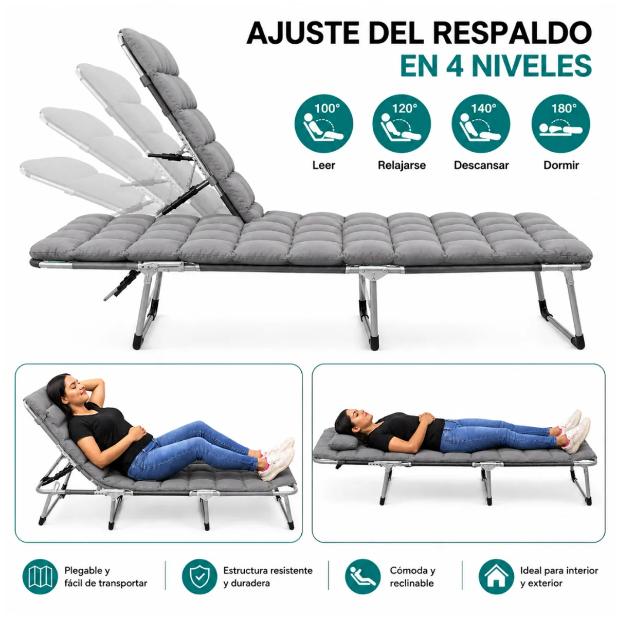 SILLA RECLINABLE PLEGABLE 4 POSICIONES - 4