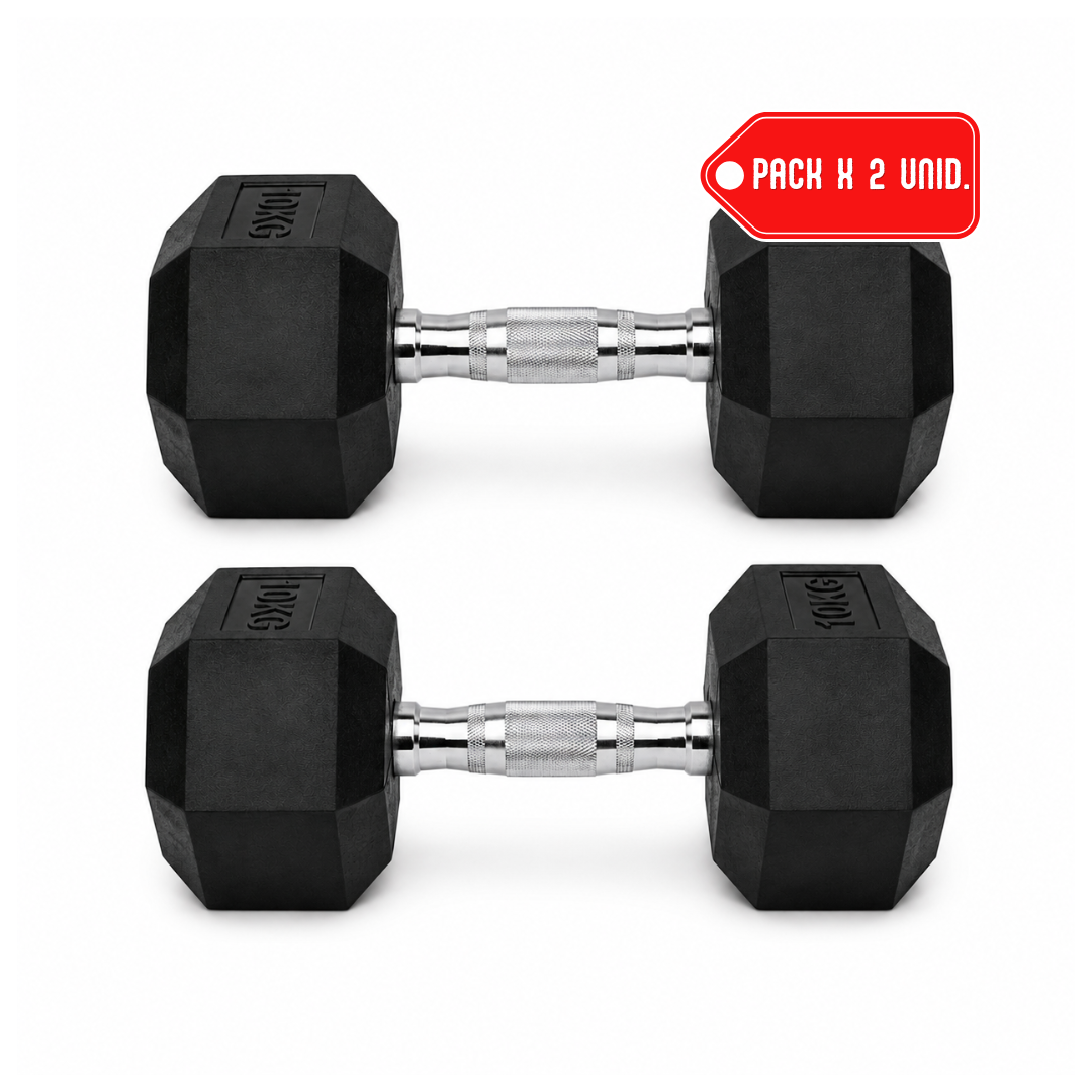 PACK X2 MANCUERNAS HEXAGONALES 10 KG PARA ENTRENAMIENTO - 1