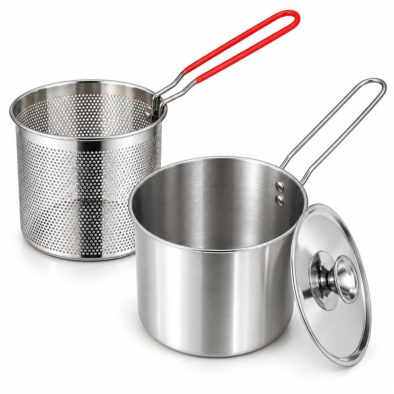 OLLA FREIDORA DE ACERO INOXIDABLE 4 L CON CANASTILLA Y TAPA - 2