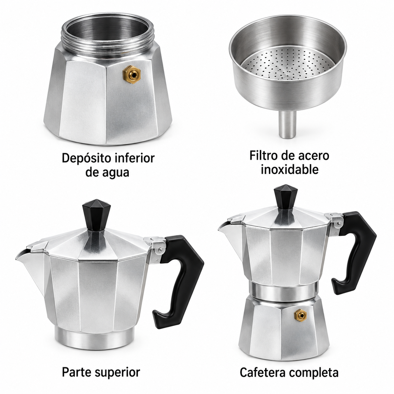 CAFETERA ITALIANA DE ALUMINIO 3 TAZAS 150 ML - 2