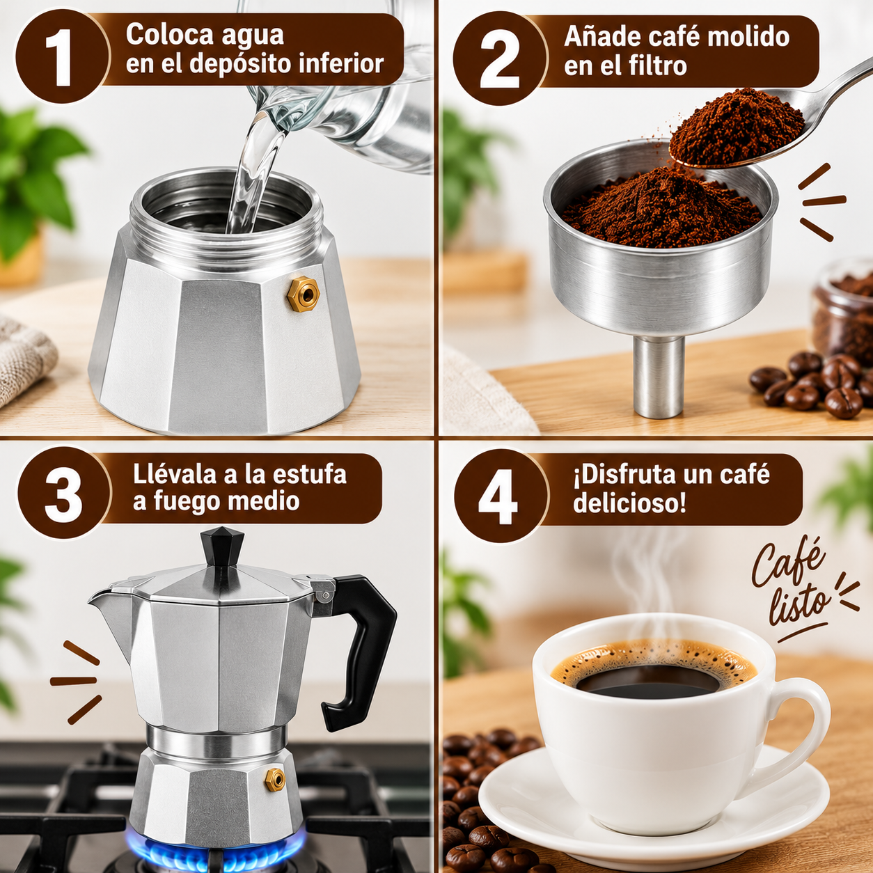 CAFETERA ITALIANA DE ALUMINIO 3 TAZAS 150 ML - 4