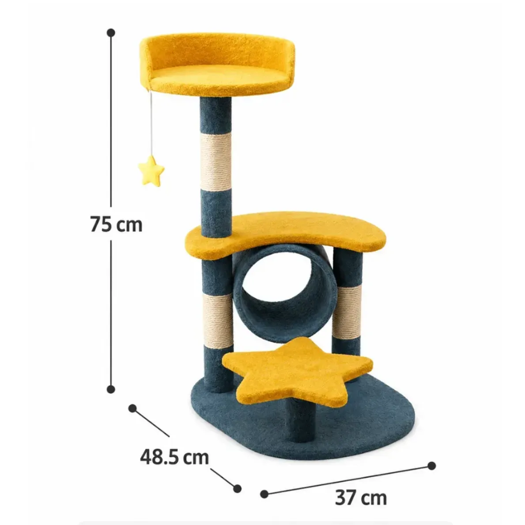 ÁRBOL RASCADOR PARA GATOS CON CUEVA, PLATAFORMA Y CAMA SUPERIOR – GIMNASIO MULTIFUNCIONAL 75 CM - 2