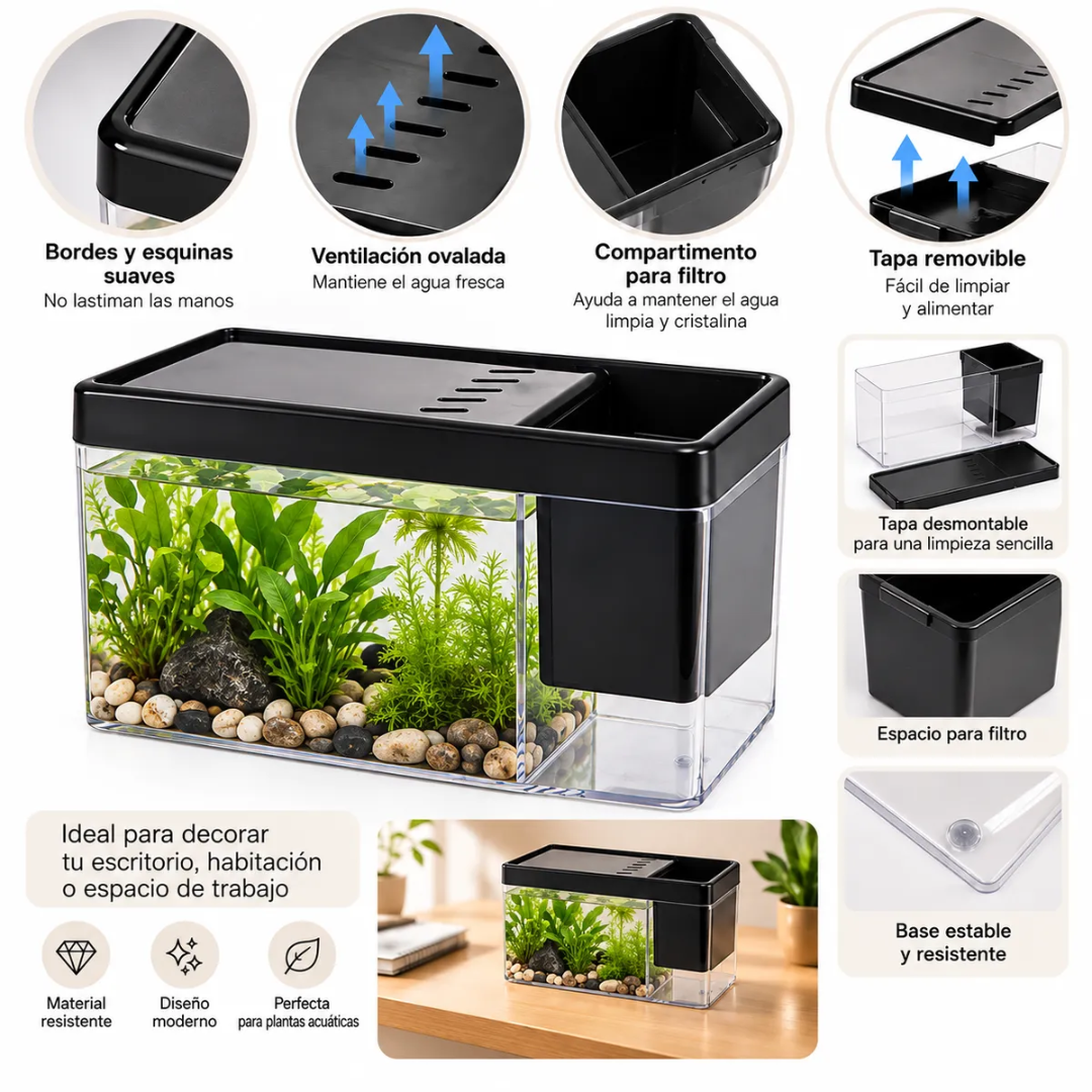 MINI ACUARIO DECORATIVO PARA PLANTAS ACUÁTICAS 17 X 8 X 10,5 CM - 4