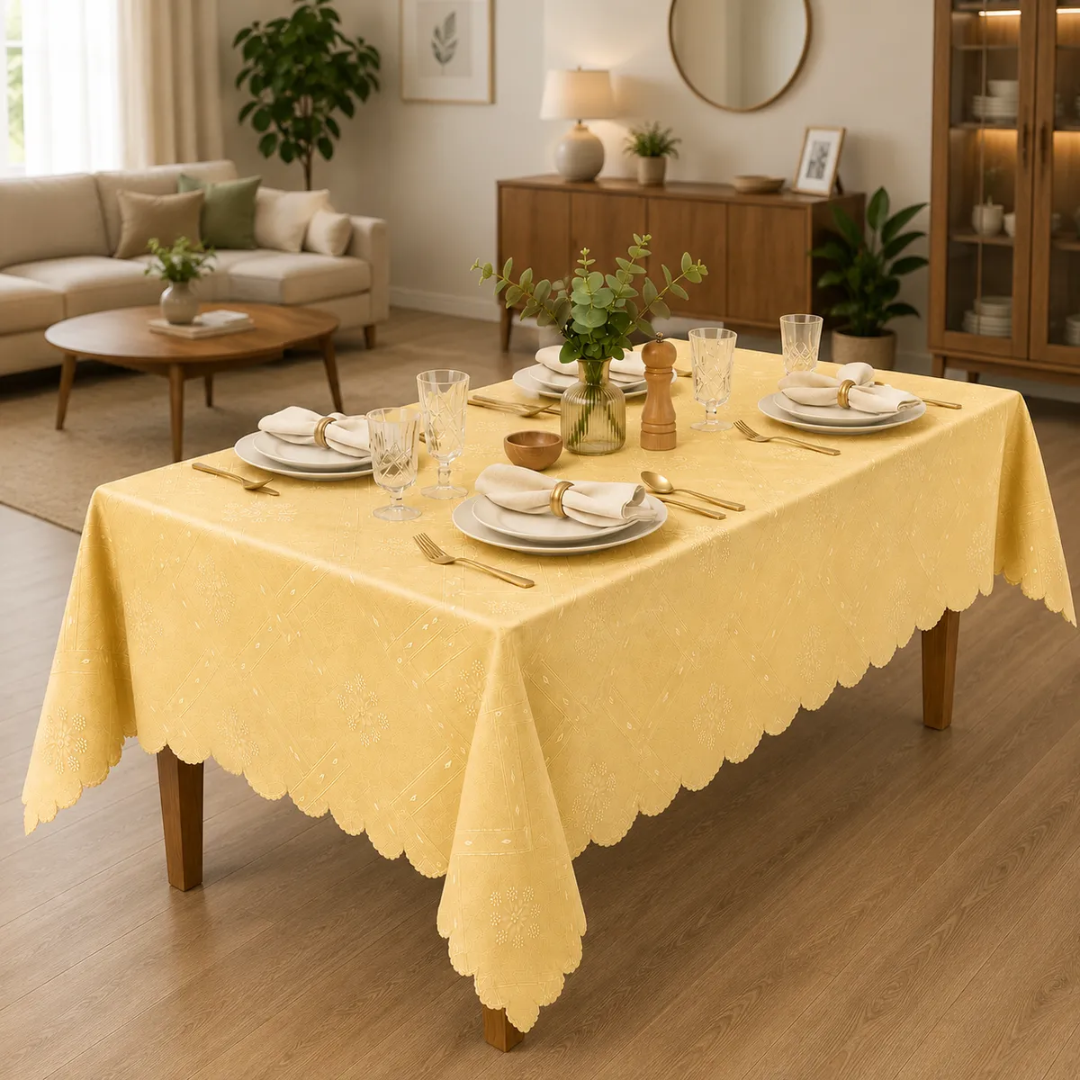 MANTEL ANTIMANCHAS BEIGE 140 X 250 CM PARA MESA COLOR BEIGE - 4