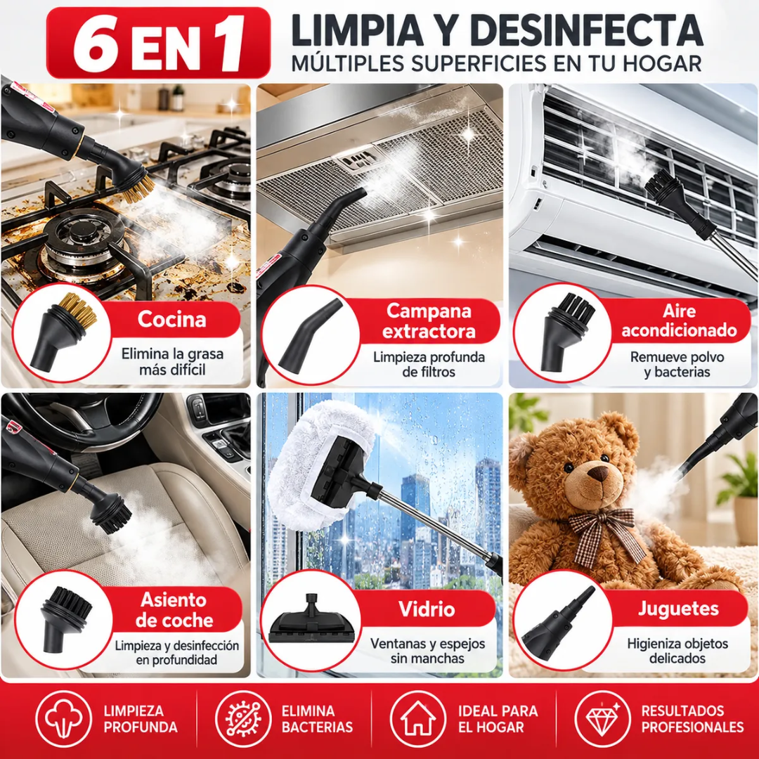 LIMPIADORA A VAPOR PORTÁTIL MULTIFUNCIÓN PARA HOGAR CON ACCESORIOS - 3