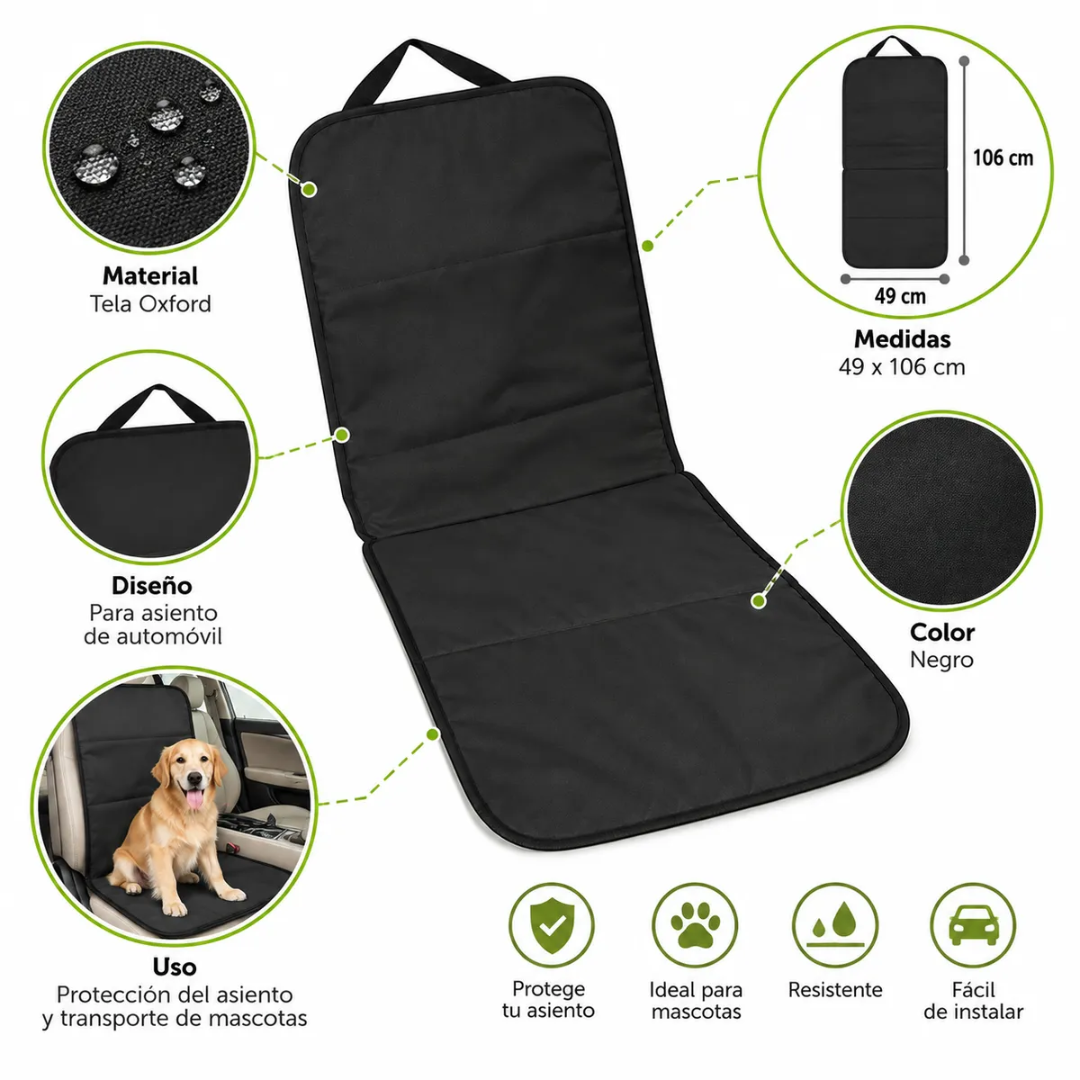 FUNDA PROTECTORA PARA ASIENTO DE AUTO 49 X 106 CM PARA MASCOTAS - 2